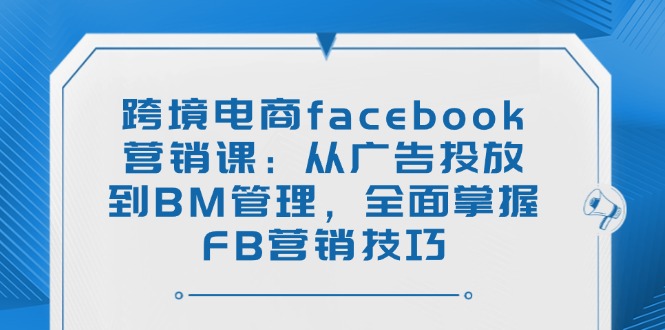 (14314期)跨境电商facebook营销课:从广告投放到BM管理,全面掌握FB营销技巧-柚子网创